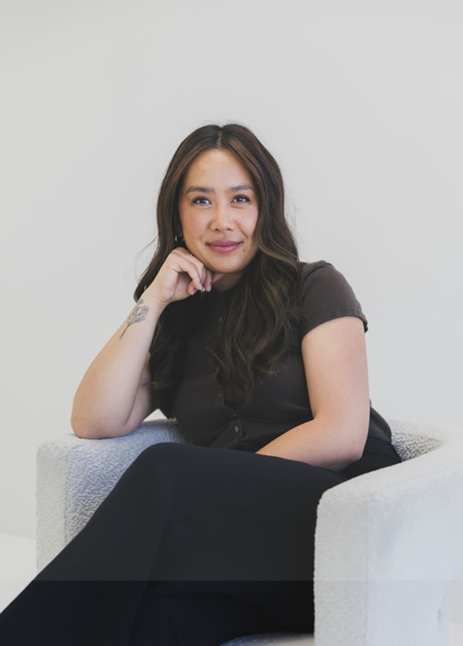 Camille Granda, Registered Clinical Counsellor, seated and listening